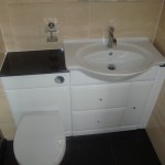 Concealed Toilet and Recessed Sink with Vanity Base Units