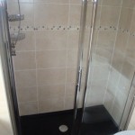 Single Sliding Shower Door and Black Shower Tray